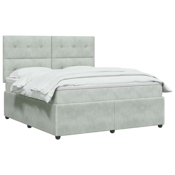 Maison Exclusive - Boxspring-sänky vaaleanharmaalla patjalla 160 x 200 cm Sametti Ljusgrått