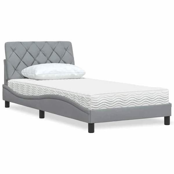 Maison Exclusive - Vaalea harmaa sänky patjalla 100x200 cm kangas Ljusgrått
