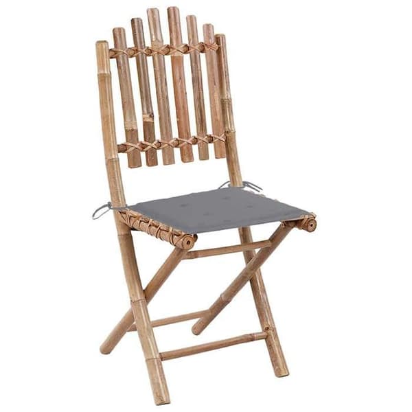 Maison Exclusive - 5-osainen taitettava ulkokalustesarja tyynyillä, bambu