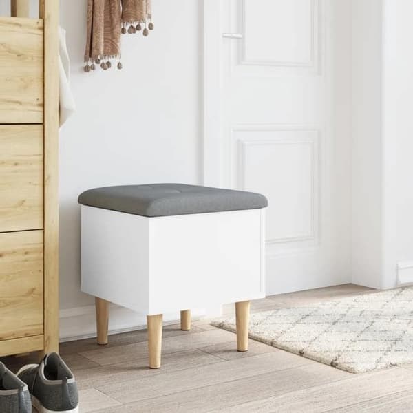 Förvaringsbänk - EXKLUSIV HEM - 42x42x46 cm - Vit - Ingenjörsträ - Polstrad sits Vit