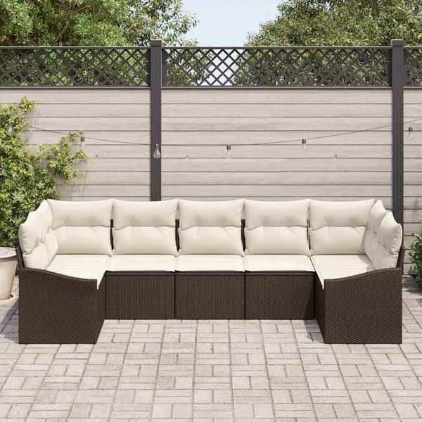 Maison Exclusive - 7-delars soffgrupp i brun polyrotin brun