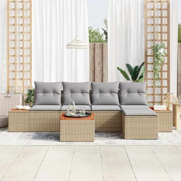 Maison Exclusive - 6 osan puutarhakalustesarja 5 paikkaa Beige ja Vaaleanharmaa