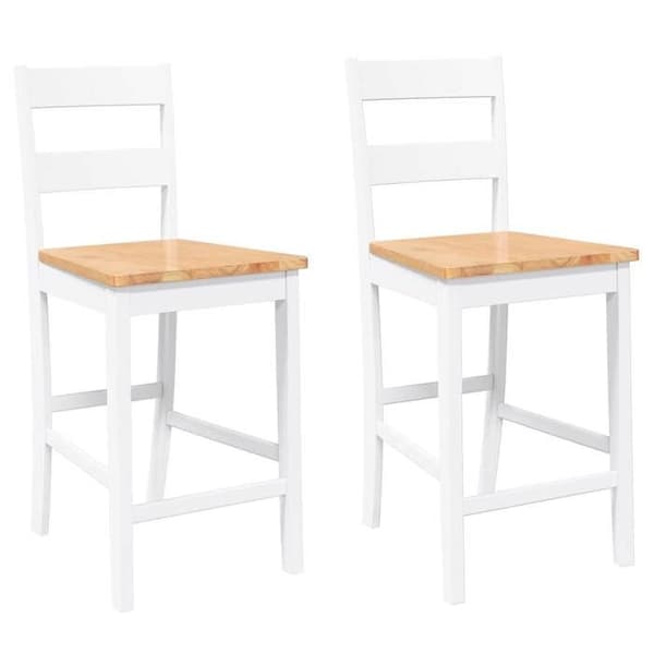 Maison Exclusive - Barstolar 2 st vit massiv gummiträ