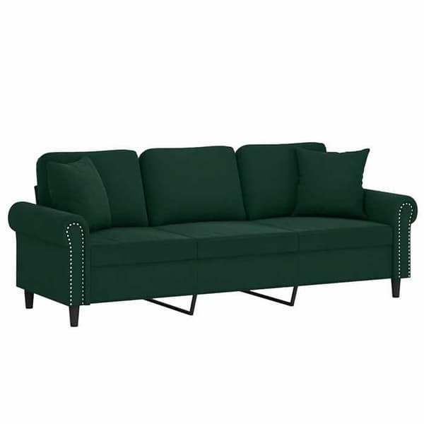 3-sitssoffa - Maison Exclusive - Mörkgrön sammet - Robust metallram - Kuddar ingår Mörkgrön