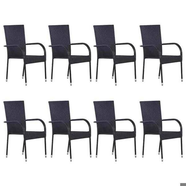Maison Exclusive - Have spisebordssæt 9 dele Sort Svart