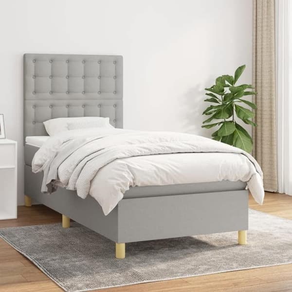 Maison Exclusive - Seng med lameller og madras Lys grå 80x200 cm Stof