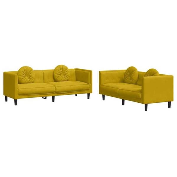 Maison Exclusive - Sæt af 2 sofaer med gule velourpuder