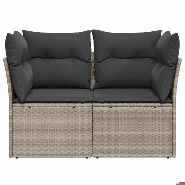 Maison Exclusive - 2-sits trädgårdssoffa med ljusgrå kuddar i flätad resin