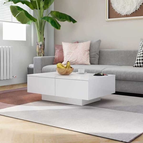 Bord - EKSKLUSIV HUS - 90 x 60 x 31 cm - Hvid - Ingeniørtræ - Rektangulær Vit