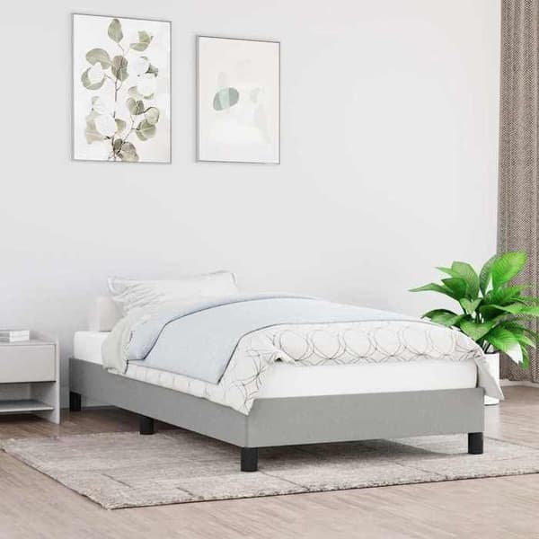 Sengestel - EKSKLUSIV HUS - 80x200 cm - Lys grå - 100% polyester stof - Lamelseng Ljusgrått