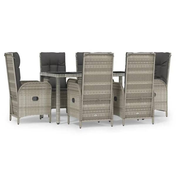 Havemøbler - Eksklusivt Hus - 7 stk - grå poly rattan - justerbare stole