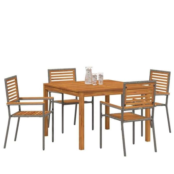 Maison Exclusive - 5 osan ruokailuryhmä puutarhaan Harmaa