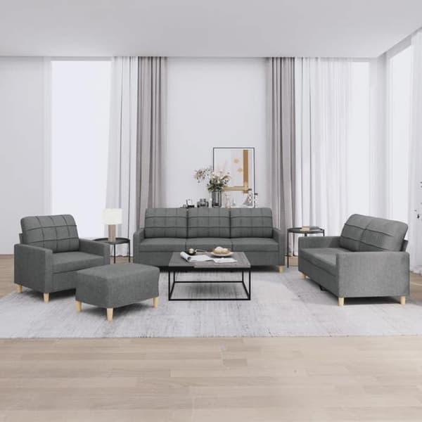 Maison Exclusive - Sæt af 4 sofaer med puder Mørkegrå Stof