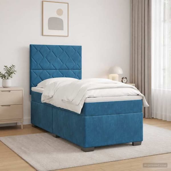 Maison Exclusive - Boxspring säng med madrass Blå 90 x 190 cm Sammet Blå