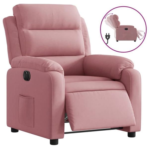 Maison Exclusive - Elektrisk lutbar fåtölj i rosa sammet