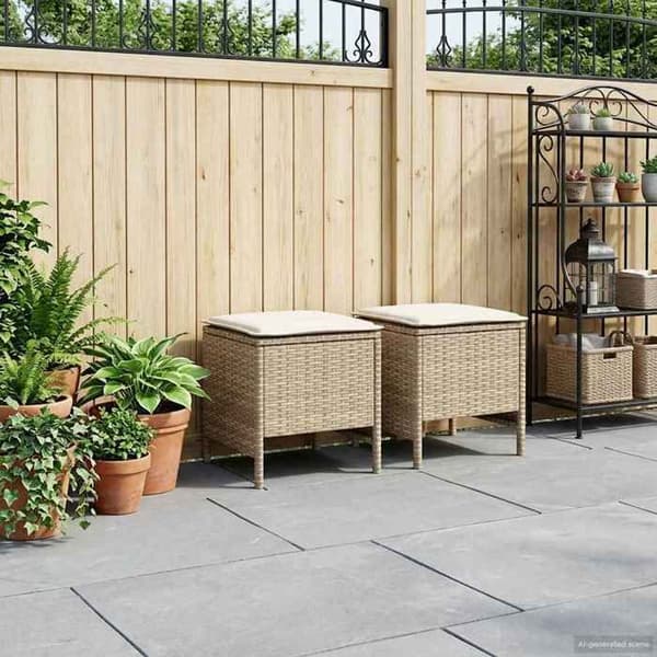 Maison Exclusive - 2 st Pouf för Trädgård i PE Rotsin Beige och Kräm
