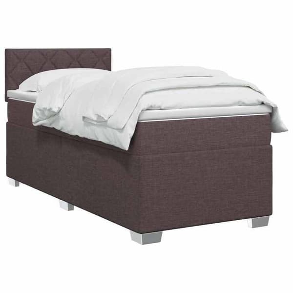 Maison Exclusive - Boxspring säng med madrass Mörkbrun 90 x 190 cm Tyg