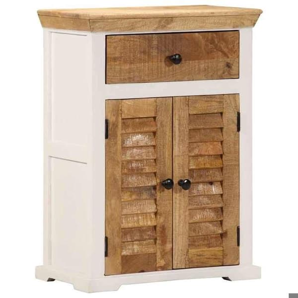 Maison Exclusive - Hvid og brun buffet 55x30x73 cm i solid rå mangotræ