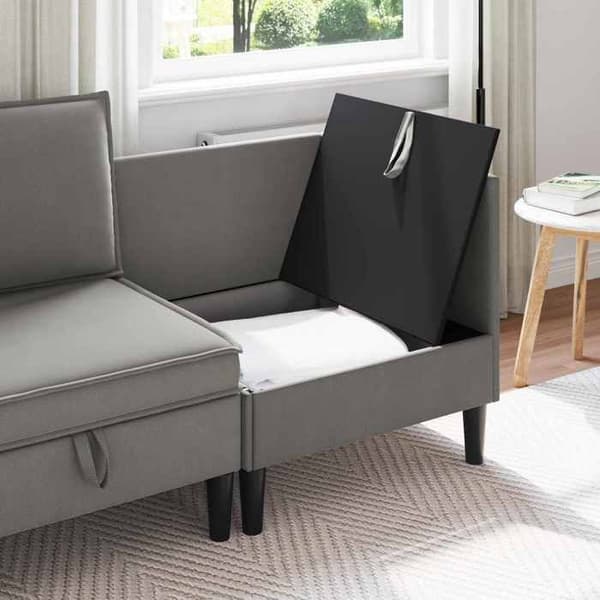 Maison Exclusive - Hörnsoffa med förvaring Mörkgrå Sammet