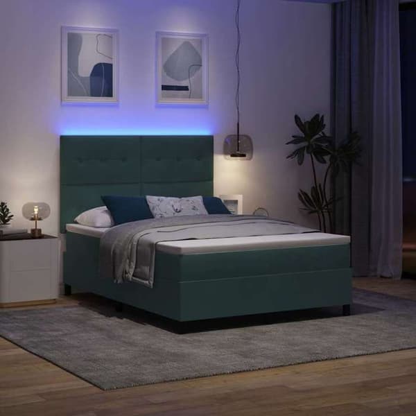 Maison Exclusive - LED-jousipatja Tummanvihreä 140 x 200 cm Sametti