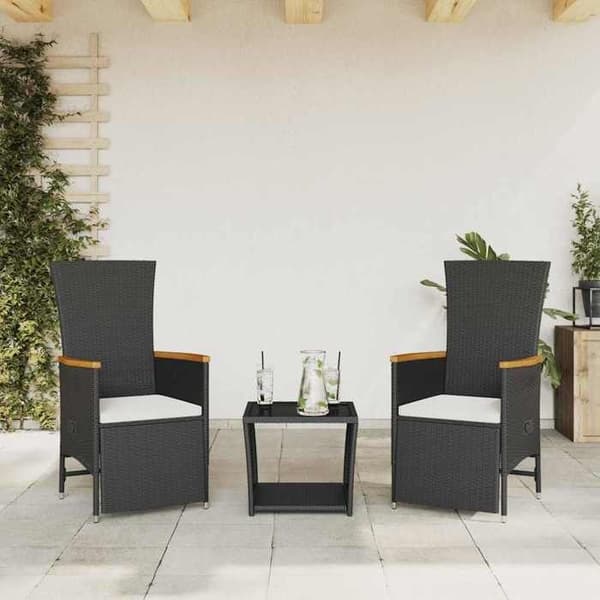 Maison Exclusive - Have spisebordssæt med puder 3 stk Sort