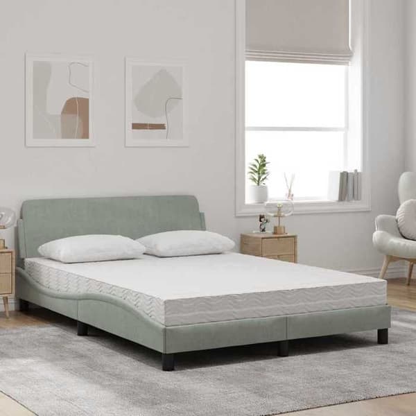Maison Exclusive - Dover vaaleanharmaa sänky patjalla 120x200 cm sametti
