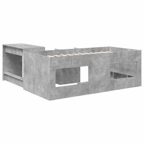 Maison Exclusive - Høj seng til børn med skrivebord 2 pc Grå beton