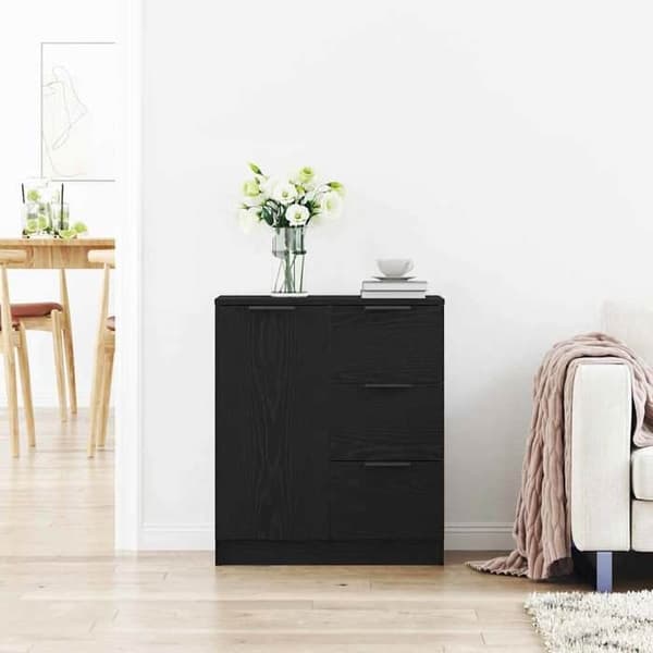 Maison Exclusive - Buffet Sort egetræ 60 x 30 x 70 cm Ingeniørtræ svart ek