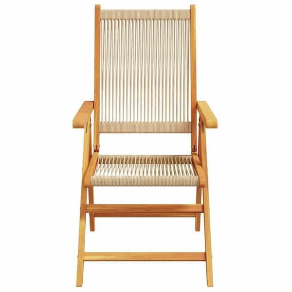 Maison Exclusive - Fällbara stolar 2 stycken Beige Massivt akaciaträ och polypropen beige