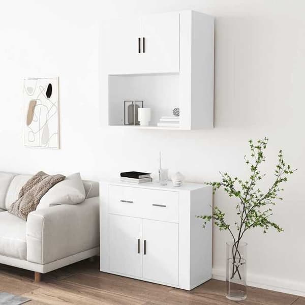 Maison Exclusive - Høj hvid buffet i ingeniørtræ