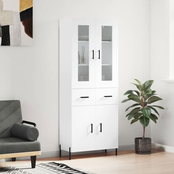 Maison Exclusive - Buffé hög Vit 69,5x34x180 cm Ingenjörsträ