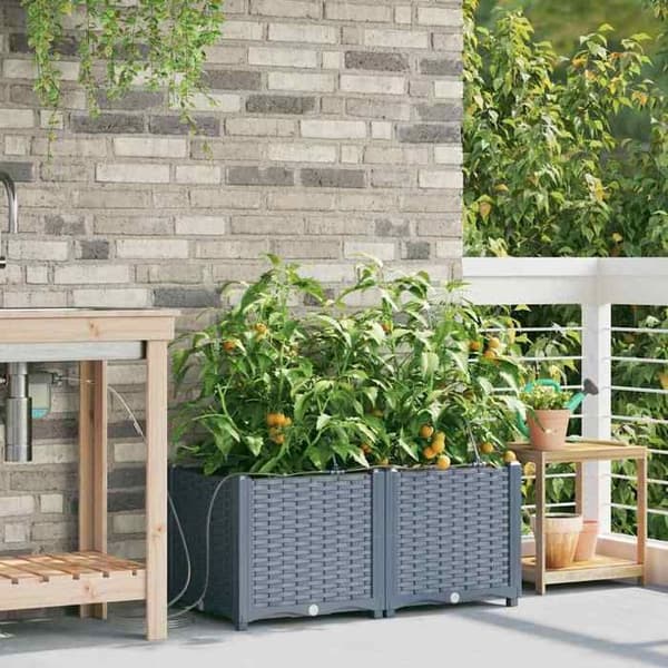 Jardinière - MAISON EXCLUSIVE - 80x40x37,5 cm (sæt 2) - Lys grå - PP - Velegnet til udendørs brug Ljusgrått