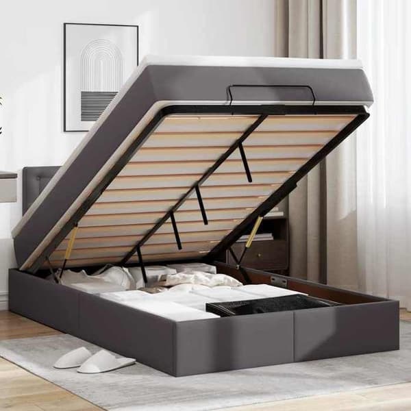 Sängsoffa - Maison Exclusive - 120x190 cm - Grå konstläder - Förvaring & LED grå