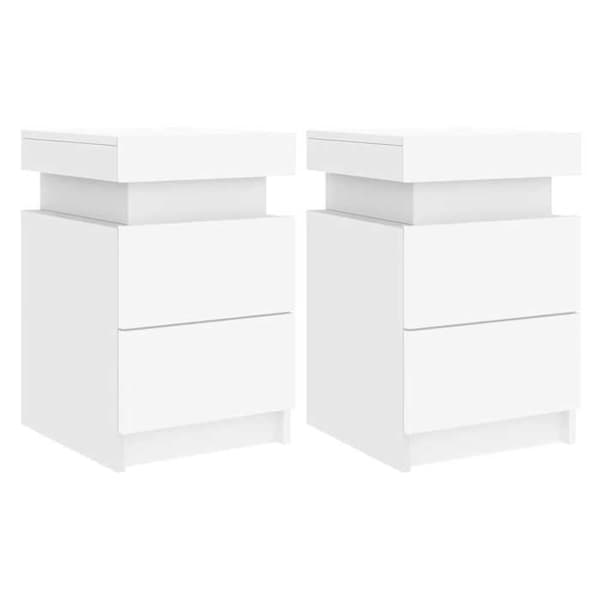 Maison Exclusive - Sängbord med LED-lampor 2 st vit 35x39x55 cm Vit