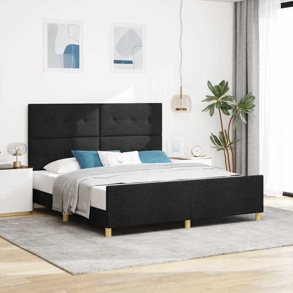 Sengestel - EKSKLUSIV HUS - 180 x 200 cm - Sort - Velour - Skjult opbevaring Svart