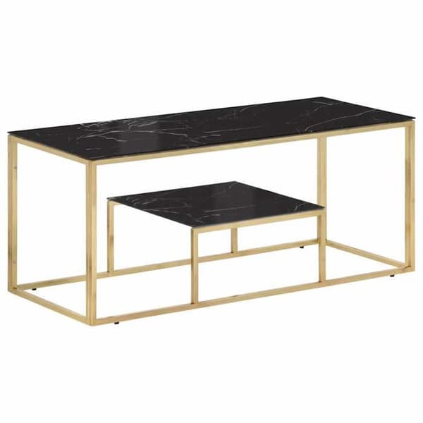 Sofabord - EKSKLUSIV HUS - Moderne design - Hærdet glas - Ramme i rustfrit stål - Guld gyllene
