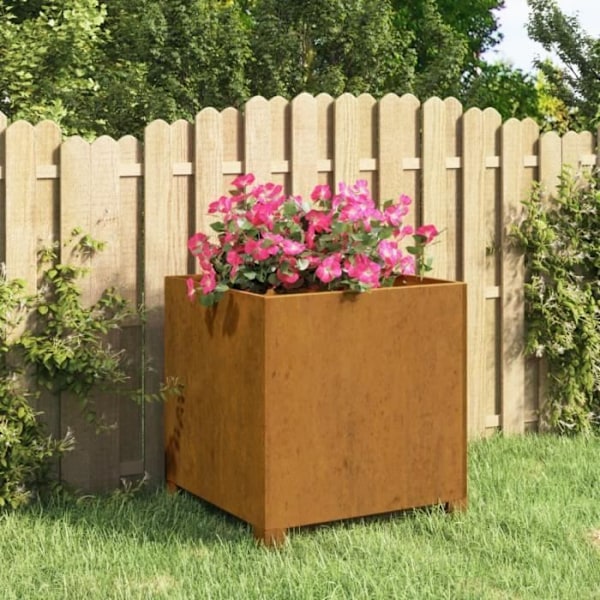 Plantekasse med rustne fødder 42x40x43 cm Corten stål Brun