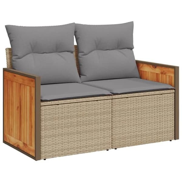 Maison Exclusive - Trädgårdsmöbler med kuddar 6 delar beige flätad resin