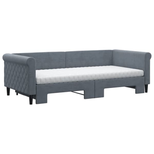 Maison Exclusive - Dagbädd med utdragssäng och mörkgrå madrass 90x200cm sammet