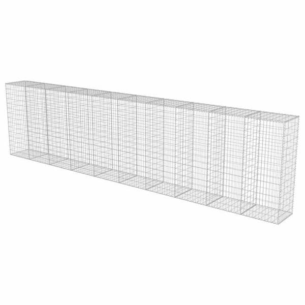 Maison Exclusive - Gabionvägg med galvaniserade lock 600 x 50 x 150 cm silver-