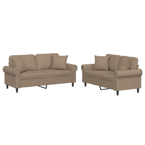 Maison Exclusive - 2 kpl:n sohvasetti cappuccino keinonahkapehmusteilla