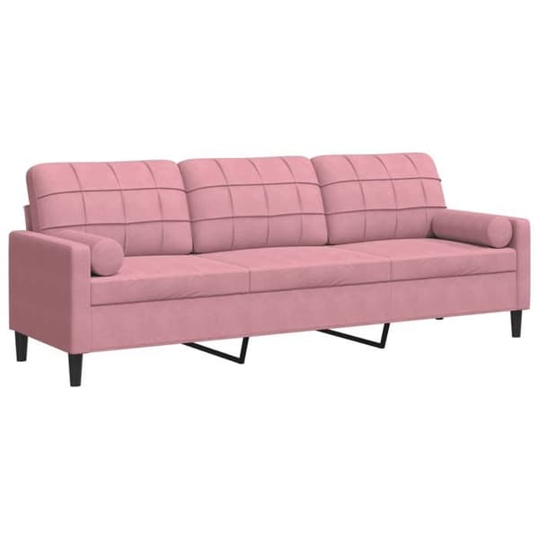 Maison Exclusive - Soffa 3 platser med dekorativa kuddar rosa 210 cm sammet Ros