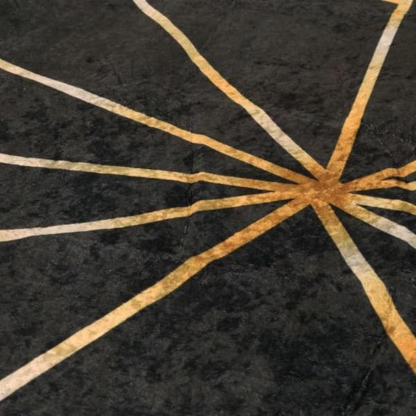 Maison Exclusive - Vaskbar sort og guld tæppe Ø 120 cm