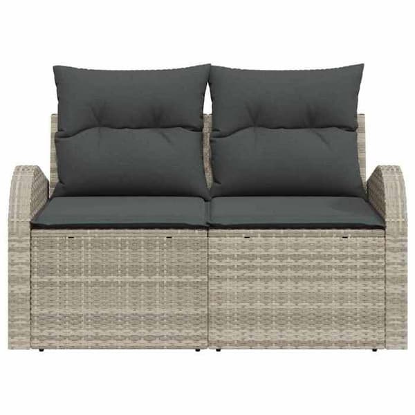 Trädgårdssoffa - EXKLUSIV HEM - 124 x 62 x 69 cm - Ljusgrå - Poly Rattan - Stålram Ljusgrått