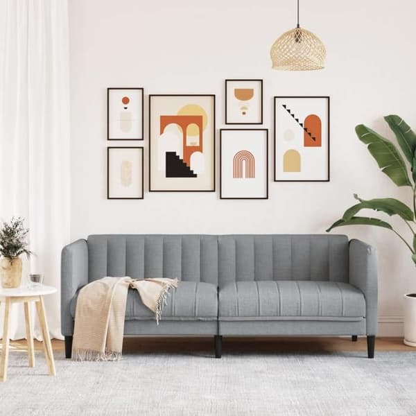 Soffa 2 platser - EXKLUSIV HEM - 176 x 76,5 cm - Ljusgrått tyg - Mjuk sits - Robusta ben Ljusgrått