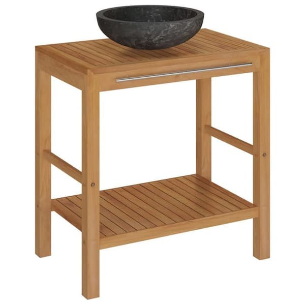 Maison Exclusive - Solid teak badeværelsesskab med sort marmor vask Svart
