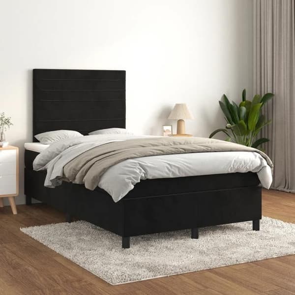 Maison Exclusive - Seng med lameller og sort madras 120x190 cm fløjl