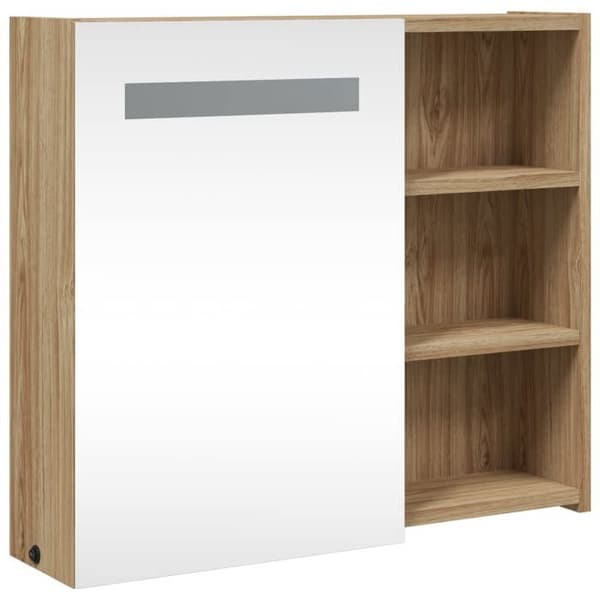 Maison Exclusive - Badeværelsesskab med spejl og LED eg 60x13x52 cm