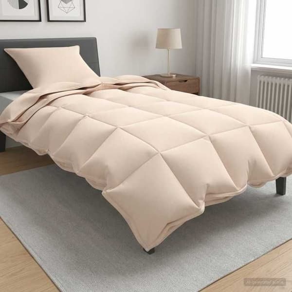 Duvetset - MAISON EXCLUSIVE - 155x200 cm - 100% bomull - Kapok/polyester hypoallergenisk - Beige beige