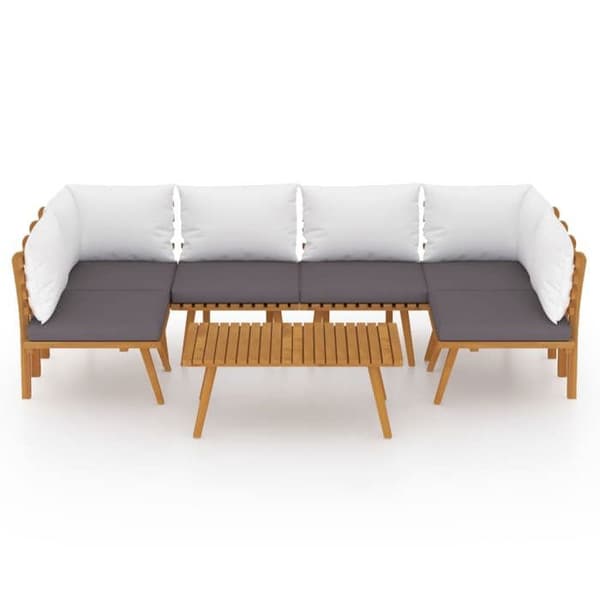 Maison Exclusive - Havegruppe 7 dele med puder i solid akacietræ